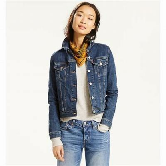 Sale!Custom All season Levi’s Trucker Embroidery Denim Jacket NWT XS Sustainable - Picture 3 of 5